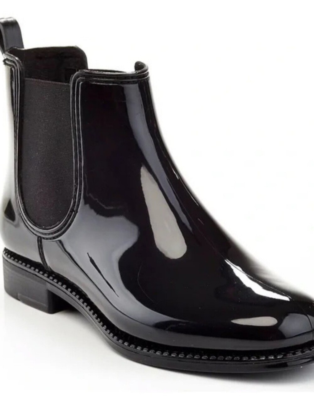 Henry Ferrara Black Patent Chelsea Ankle Boots Sz 38